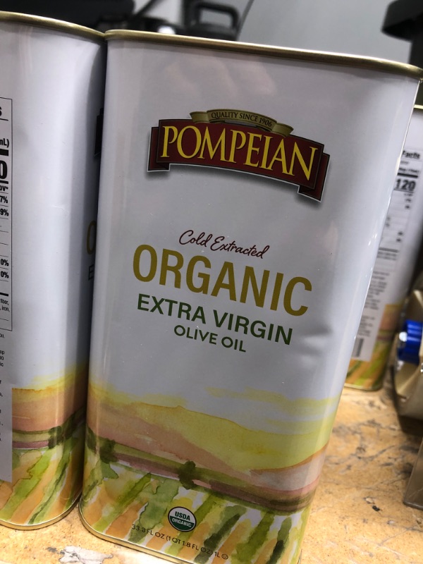 Photo 3 of *BB:04/2023*
Pompeian USDA Organic Extra Virgin Olive Oil, Cold Extracted, Mild & Smooth Flavor, Perfect for Sautéing, Salads & Drizzling, 33.8 FL. OZ. Tin
