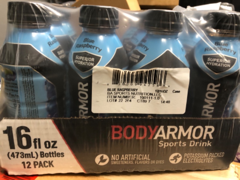 Photo 2 of **EXP DATE NOT SPECIFIED***
BODYARMOR Sports Drink Sports Beverage, Blue Raspberry, Natural Flavors With Vitamins, Potassium-Packed Electrolytes, Perfect For Athletes, 16 Fl Oz (Pack of 12) Blue Raspberry 16 Ounce Pack of 12