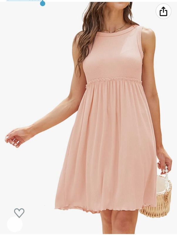 Photo 1 of Dress for Women Sleeveless Summer Crewneck High Waist Dress Cute Ruffle Swing Flowy A-Line Sun Tank Short T Shirt Dresses Size medium