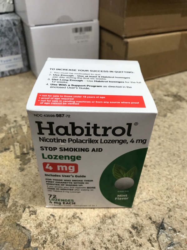 Photo 2 of *EXP: 5/2023*Habitrol Nicotine Lozenges 4 mg Mint Flavor - 72 Count – Stop Smoking Aid – Reduce Cravings and Withdrawal Symptoms Mint 72 Count