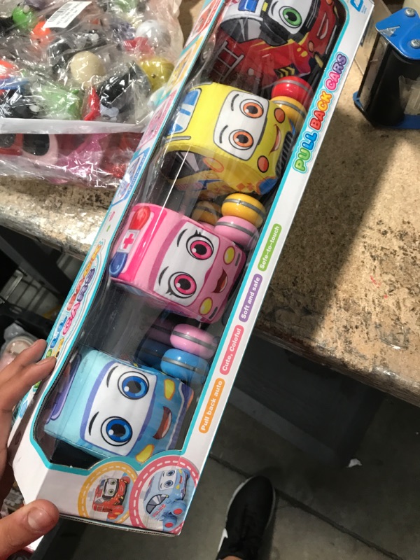 Photo 2 of ArtCreativity Pullback Plush Car Set, Set of 4, Soft-Sided Stuffed Cars with Pullback Mechanism, Cute and Colorful for Babies and Toddlers, Best Birthday Gift for Little Boys and Girls