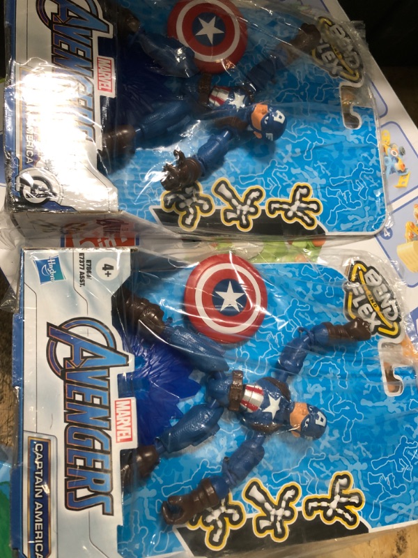 Photo 2 of Avengers Marvel Bend and Flex Action Figure Toy, 6-Inch Flexible Captain America Figure, Includes Blast Accessory, for Kids Ages 4 and Up 2 pack 