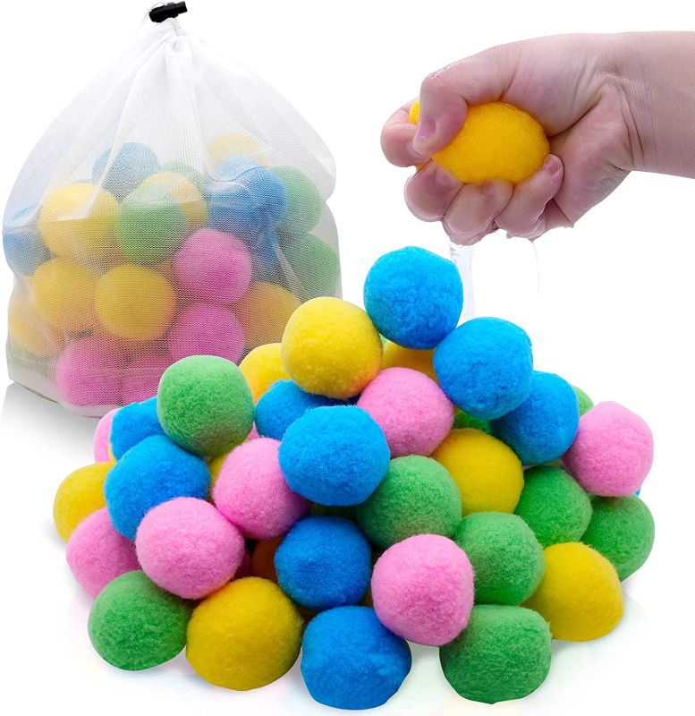 Photo 1 of 2 in 1 Snowballs for Kids Reusable Water Balloons, 2.6" Soft Cotton Snowballs, Perfect for Pools, Backyard, Lawn, Snowball Fight Set Indoor(60PCS)
