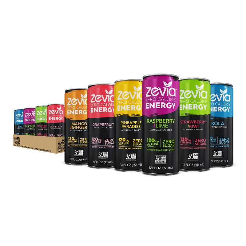 Photo 1 of *** See Notes*** Zevia Zero Calorie Energy Drink, 6-Flavor Essential Variety Pack, All Flavors, 12 Ounce(Pack of 12)
