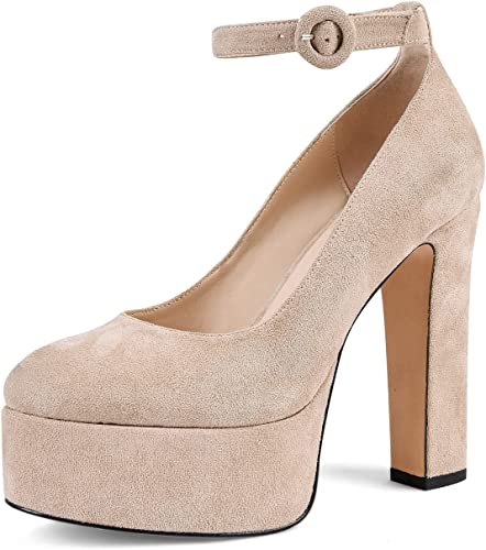 Photo 1 of MESSPCK Platform Pumps Chunky Heels for Women with Round Toe Block Heel and Ankle Strap SIZE 9
