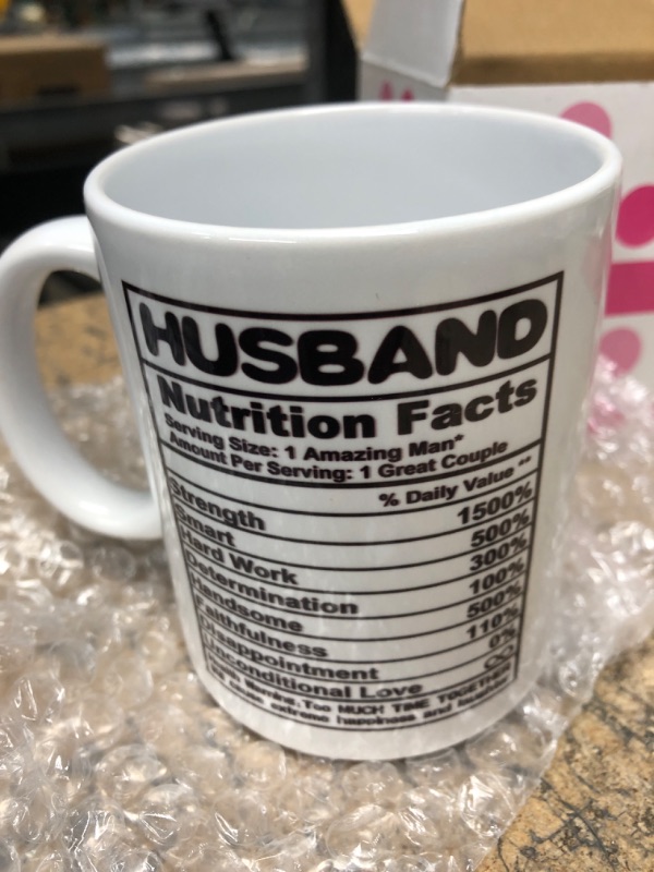 Photo 2 of Funny Husband Nutrition Facts Mug, Husband Nutritional Value Mug, Valentines Day Gifts for Husband Birthday Gifts, Nutrition Facts Mug, Anniversary Ideas for Him, Husband Christmas Gifts, 11 oz White