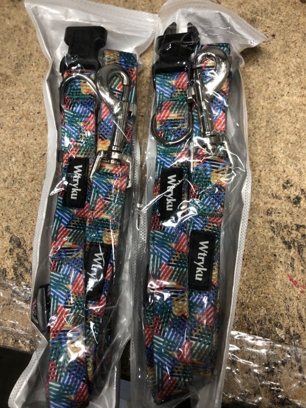 Photo 1 of  2 pack** Dog Collars and Leash for Small, Medium and Large Dogs for Daily Outdoor Walking and Running Training, Adjustable and Personalized Puppy Collars for Boys and Girls (Streak) Streak Medium-3/4"(neck:13.6-20.8")-5ft