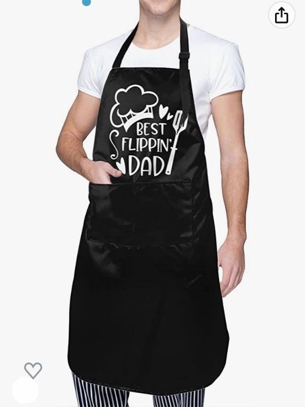 Photo 1 of Dad Apron for Men BBQ Grill Aprons with 2 Pockets Adjustable Neck Strap Waterproof Gift for Husband Boyfriend Black