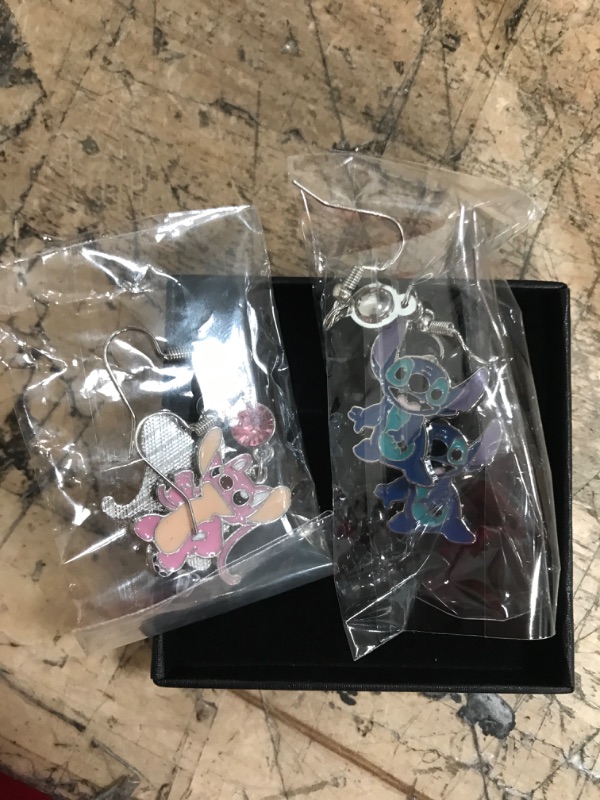 Photo 1 of *STYLE VARIES* 2 PAIRS Stich Earrings Ohana Means Family Anime Cartoon Earrings for Boys Girls and Women Ohana 1