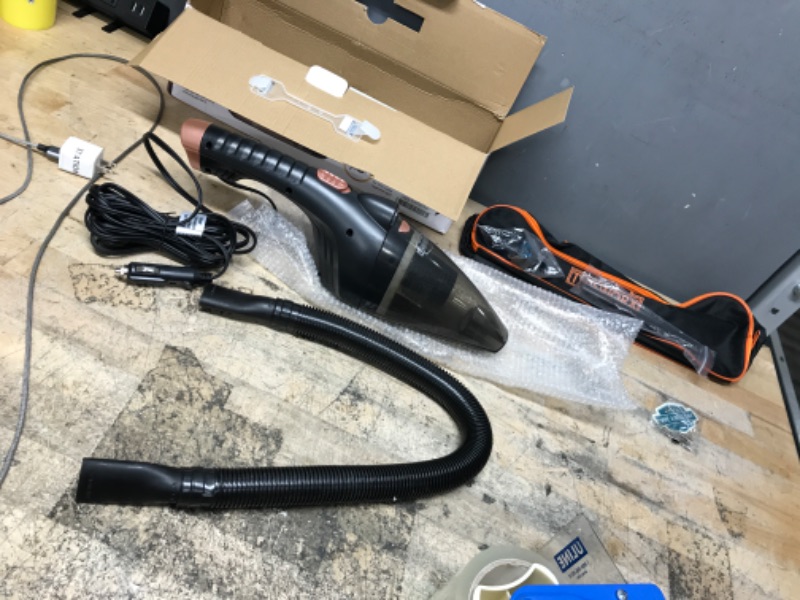 Photo 2 of **USED**
ThisWorx Car Vacuum Cleaner - LED Light, Portable, High Power Handheld Vacuums w/ 3 Attachments, 16 Ft Cord & Bag - 12v, Auto Accessories Kit for Interior Detailing - Black