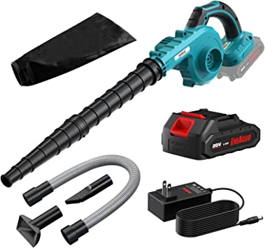 Photo 1 of Cordless Leaf Blower, ENEACRO 20V 30000RPM Lithium 2AH Battery-Powered 2 in 1 for Sweeper & Vacuum Leaf/Dust, 5 Variable Speed Lightweight with Battery, Fast Charger