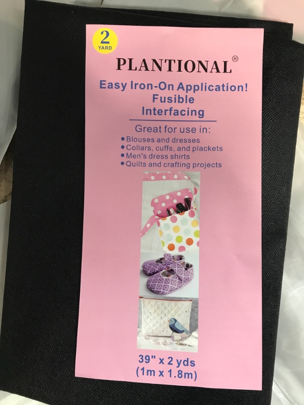 Photo 1 of 10 PACKS OF PLANTIONAL Black Iron-On Non-Woven Fusible Interfacing: 39 x 72 inch Lightweight Non-Woven Interfacing Iron On Polyester Single-Sided Interfacing for DIY Crafts Supplies Lightweight Black