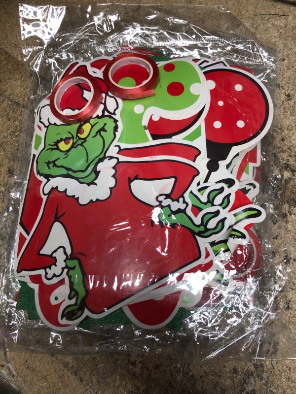 Photo 2 of (pack of 4) ASTARON Red & Green Glitter Drink Up Grinches Sign Banner?Christmas Banner Decorations,Christmas Baubles Decor,Christmas Vacation Holiday Decorations Supplies for Home Office Fireplace Mantel