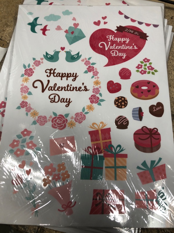 Photo 1 of (pack of 2) BigOtters 12 Sheets Valentine's Day Window Clings Decorations, Valentines Window Decal Stickers for Valentine's Decoration Wedding Party Birthday Party Supplies