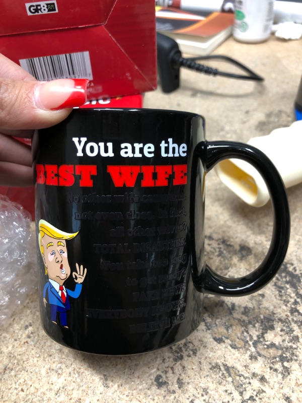 Photo 2 of 12oz Color-Changing Funny Coffee Mug - Top Trump Merchandise - Best Birthday Gifts for Women Who Have Everything, Unique Wedding Gift Ideas for Wife, Cool Bride & Anniversary Presents for Her Wife (12oz) Ceramic