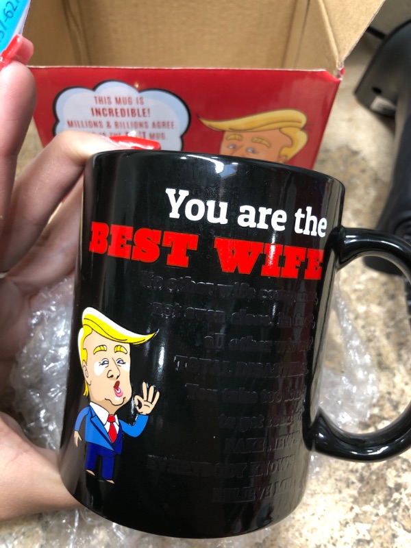 Photo 2 of 12oz Color-Changing Funny Coffee Mug - Top Trump Merchandise - Best Birthday Gifts for Women Who Have Everything, Unique Wedding Gift Ideas for Wife, Cool Bride & Anniversary Presents for Her Wife (12oz) Ceramic