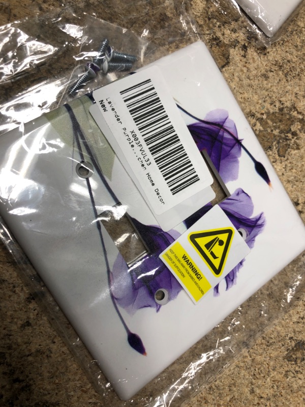 Photo 2 of (PACK OF 2) Lavender Purple Hope Flowers Double Gang Toggle Decorator Light Switch Plate, Wall Plate Cover for Bedroom Kitchen Home Decor