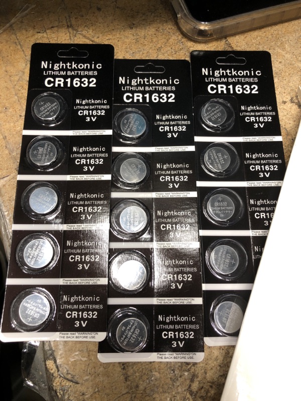 Photo 2 of (PACK OF 2) Nightkonic 15 Count CR1632 Battery 3V Lithium Button Cell Coin 1632 Batteries