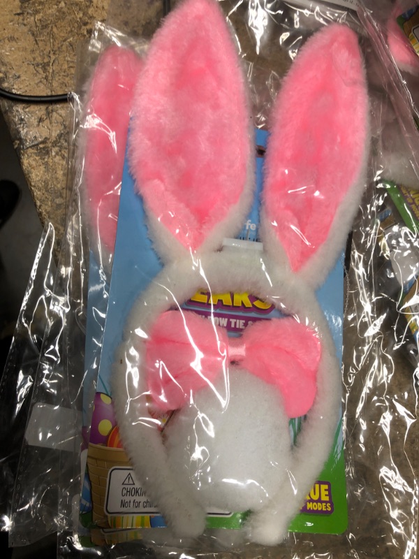 Photo 2 of (PACK OF 4) Kangaroo - Plush LED Furry Easter Bunny Costume Set, Ears, Tail, and Bowtie Cosplay Accessories for Christmas Halloween, and All Party Favor, Pink