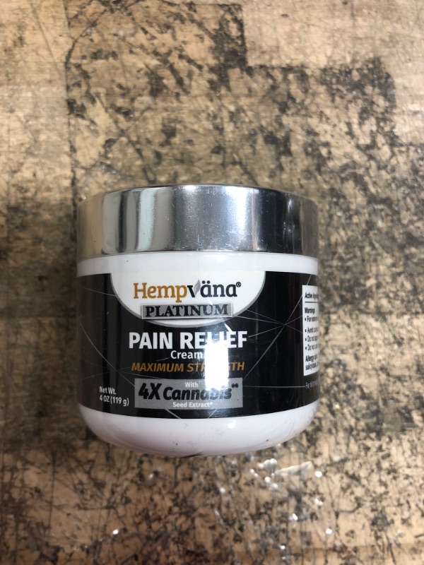 Photo 2 of Hempvana As Seen On TV Platinum Pain Cream with 4 Times Hemp Seed Oil Absorbs Quickly & Targets Inflammation, Muscle & Arthritis Fast Relief, More Range of Motion, 4 Oz, White