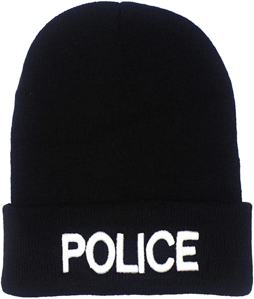 Photo 4 of DailyCarry 3D Embroidered Hat.Embroidered Police Cuffed Beanie/Skull Cap,Winter Hat (BUNDLE OF THREE)