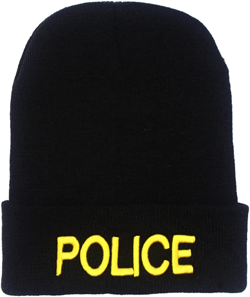 Photo 3 of DailyCarry 3D Embroidered Hat.Embroidered Police Cuffed Beanie/Skull Cap,Winter Hat (BUNDLE OF THREE)