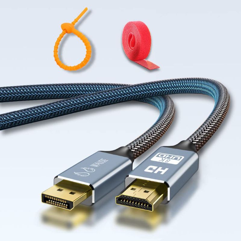 Photo 1 of Wausee 8K/4K@60Hz/120Hz,Ultra HD High-Speed HDMI 2.1 Certified Cable(No DP Port),eARC,DynamicHDR,HDCP 2.2 2.3,Allm,VRR,QMS,QFT,Atmos,Compatible with Roku TV/PS5/Xbox/HDTV/Blu-ray (6.6FT/2M, Black) (bundle of two)