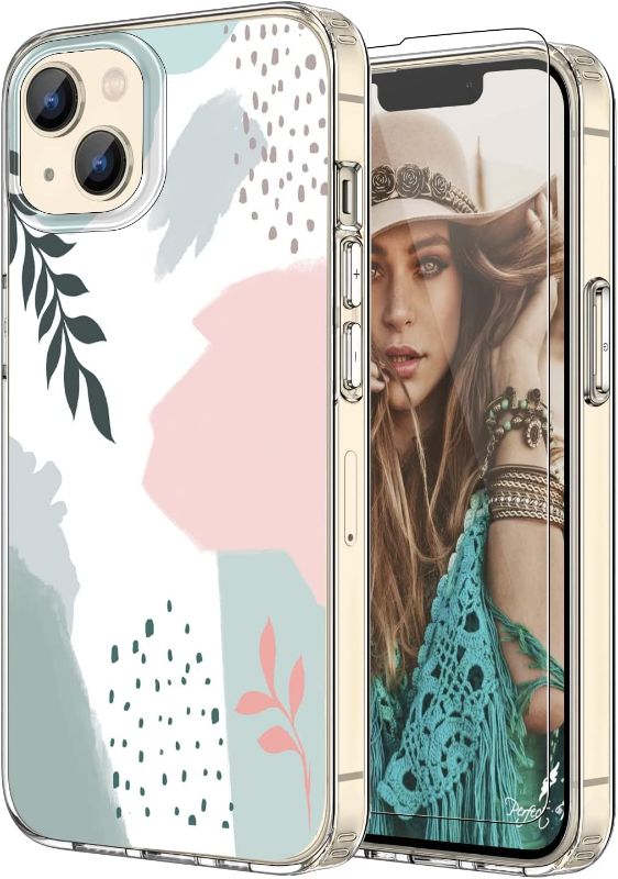 Photo 1 of Noyabox Cute iPhone 14 Plus Case with Screen Protector, Slim Fit Boho Floral Design iPhone 14 Plus Case for Women, TPU + PC Hard Case, Shockproof & Non-Fading, 6.7 Inch 