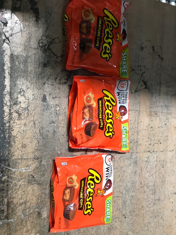 Photo 2 of (Three pack Read Notes ) REESE'S Miniatures Milk Chocolate and Peanut Butter Cups, Gluten Free, Individually Wrapped Candy Share Pack, 10.5 oz