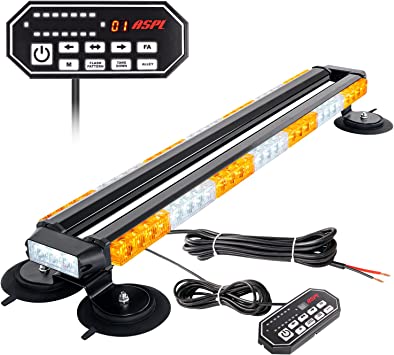 Photo 1 of ASPL 31" 62 LED Strobe Light Bar with Remote Control Double Side Flashing Emergency Warning Flash Strobe Light with 28 Strong Magnets for Safety Construction Vehicles Tow Trucks Pickup 
