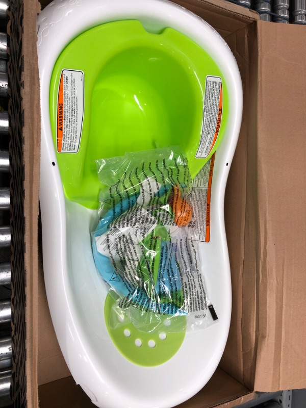 Photo 2 of *** Used ***Fisher-Price Baby Bath Tub, 4-in-1 Newborn to Toddler Tub with Infant Seat Bath Toys and Sling ‘n Seat Tub, Green Green - Frustration Free Package