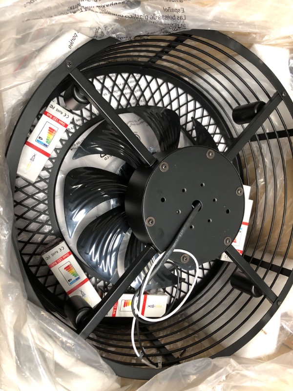 Photo 1 of Dannilong Ceiling Fans with Lights - Modern Enclosed Ceiling Fan Indoor with Remote Control, Black Caged Industrial Ceiling Fan Light Kit for Living Room, Bedroom, Kitchen (Stripped)