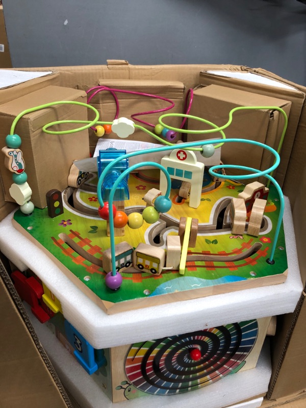 Photo 3 of Battat – Wooden Activity Cube – Toddler Activity Center – Baby Play Cube – Bead Maze – 12 Months + – CurioCity