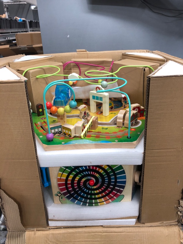Photo 2 of Battat – Wooden Activity Cube – Toddler Activity Center – Baby Play Cube – Bead Maze – 12 Months + – CurioCity