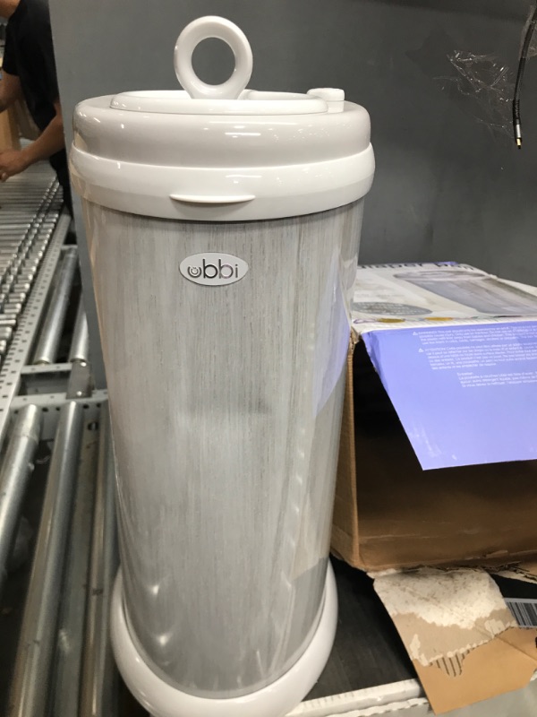 Photo 3 of * Dented * Ubbi Steel Odor Locking, No Special Bag Required Money Saving, Awards-Winning, Modern Design, Registry Must-Have Diaper Pail, Woodgrain