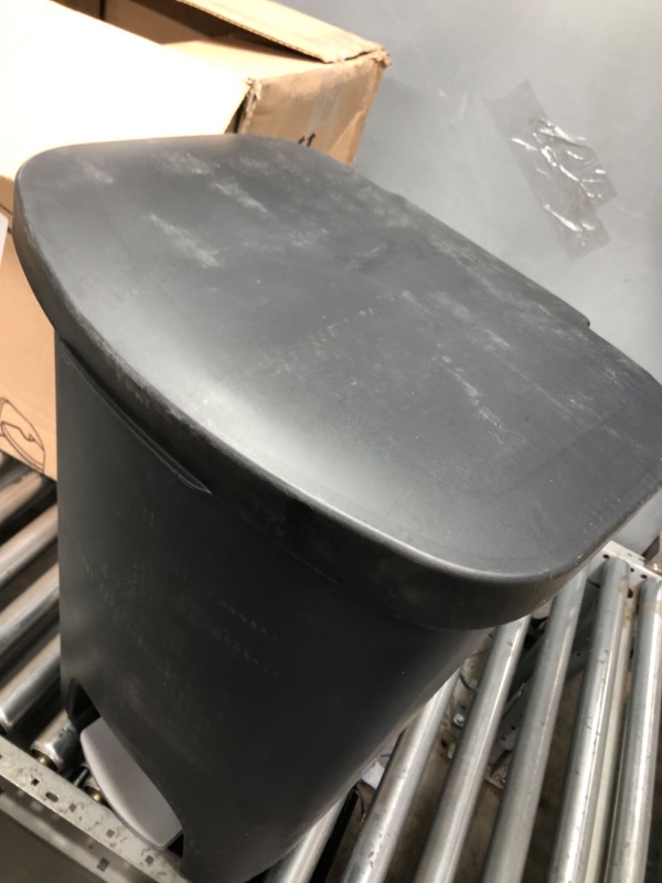 Photo 3 of *** USED *** Glad 13 Gallon Trash Can | Plastic Kitchen Waste Bin with Odor Protection of Lid | Hands Free with Step On Foot Pedal and Garbage Bag Rings, Black Black 13 Gallon
