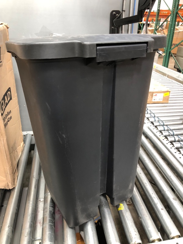 Photo 2 of *** USED *** Glad 13 Gallon Trash Can | Plastic Kitchen Waste Bin with Odor Protection of Lid | Hands Free with Step On Foot Pedal and Garbage Bag Rings, Black Black 13 Gallon
