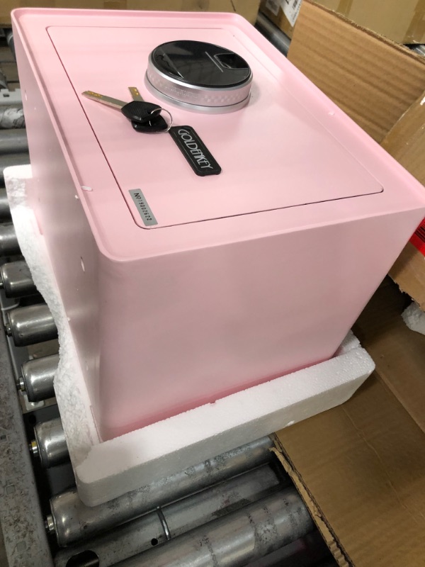 Photo 9 of **** USED ***  GOLDENKEY Digital Security Safe and Lock Box,Small Safe box for Money, Fingerprint Lock,Perfect for Home Office Hotel Business Jewelry Gun Use Storage,0.5 Cubic Feet,Pink E90 PINK