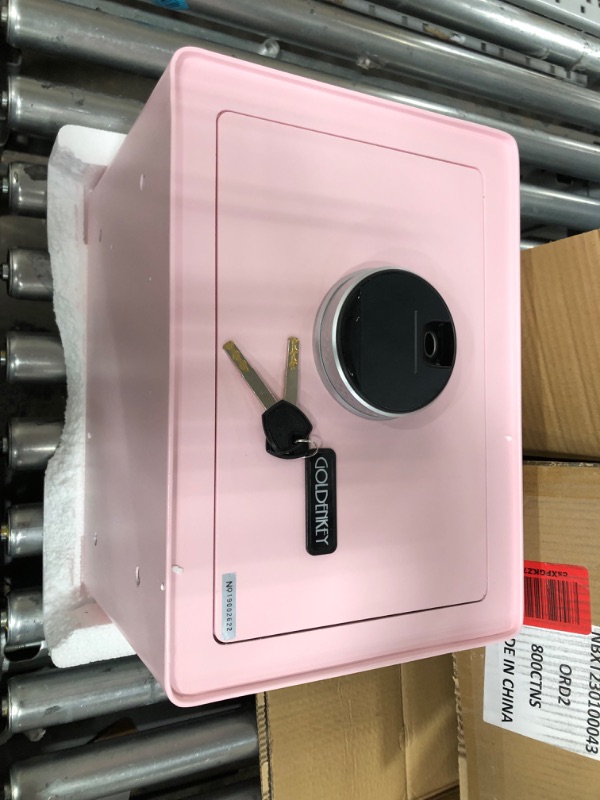 Photo 5 of **** USED ***  GOLDENKEY Digital Security Safe and Lock Box,Small Safe box for Money, Fingerprint Lock,Perfect for Home Office Hotel Business Jewelry Gun Use Storage,0.5 Cubic Feet,Pink E90 PINK