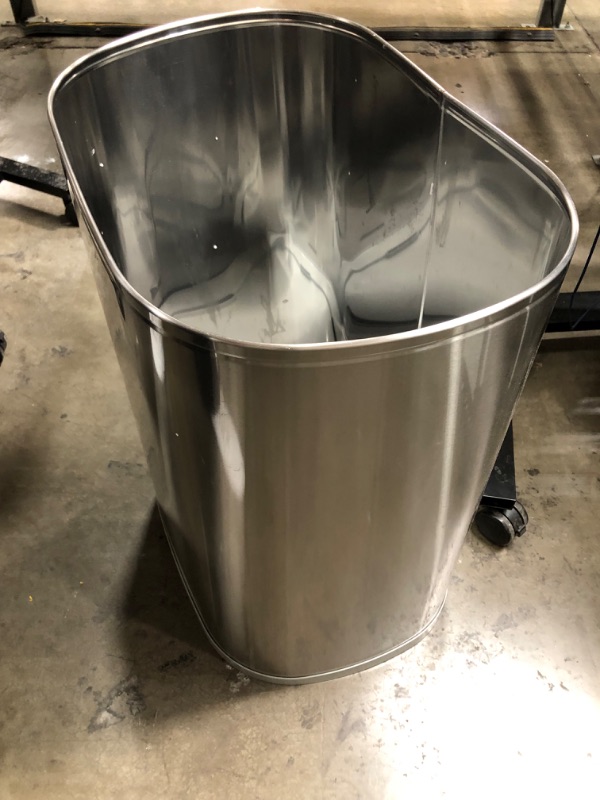 Photo 2 of *** USED *** ** UNABLE TO TEST ** NINESTARS DZT-80-35 Automatic Touchless Infrared Motion Sensor Trash Can, 21 Gal 80L, Heavy Duty Stainless Steel Base (Oval, Silver/Brush Lid) Trashcan, SS