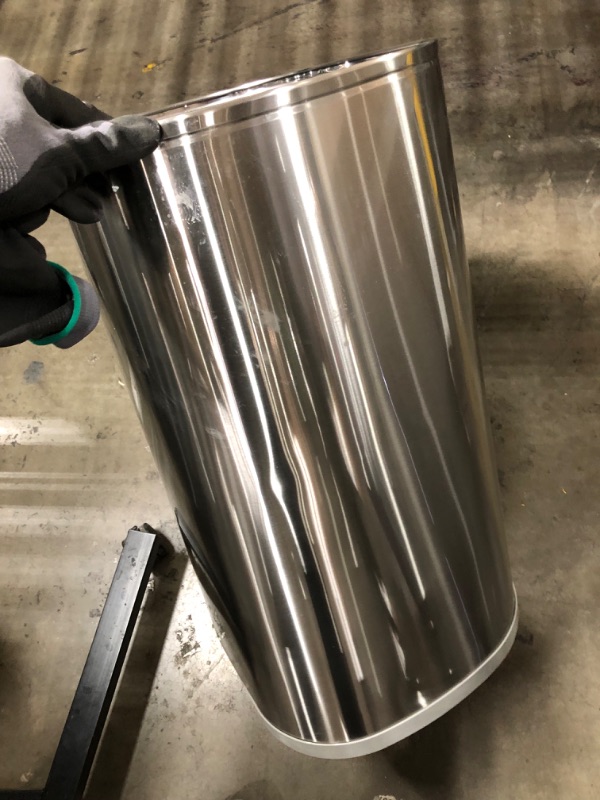 Photo 3 of *** USED *** ** UNABLE TO TEST ** NINESTARS DZT-80-35 Automatic Touchless Infrared Motion Sensor Trash Can, 21 Gal 80L, Heavy Duty Stainless Steel Base (Oval, Silver/Brush Lid) Trashcan, SS