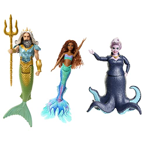 Photo 1 of Disney the Little Mermaid Ariel, King Triton & Ursula Dolls, Set of 3 Fashion Dolls in Signature Outfits, Toys Inspired by the Movie
