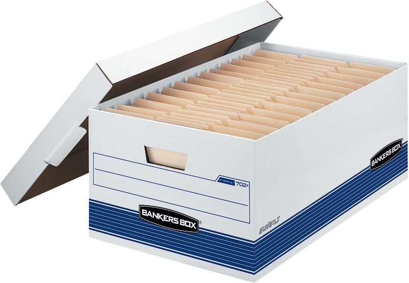 Photo 1 of Bankers Box Fellowes 00702 Store/File Medium-Duty Storage Boxes with Lift-Off Lid, Legal, 12 Pack (00702)
