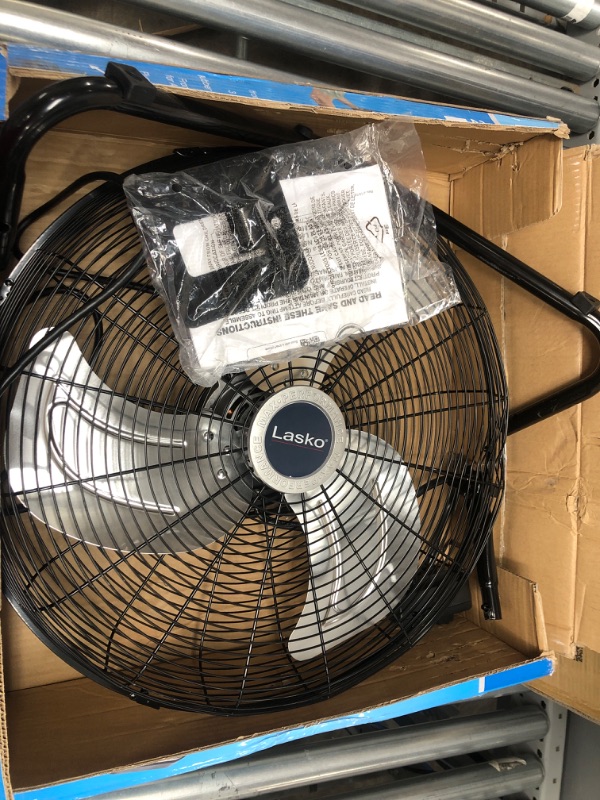 Photo 4 of *POWERS ON* Lasko 20" High Velocity Quick Mount, Easily Converts from a Floor Wall Fan, 7 x 22 x 22 inches, Black & U12104 High Velocity Pro Pivoting Utility Fan for Cooling, 12.2 x 9.6 x 12.3 inches, Black Fan + Fan, Black