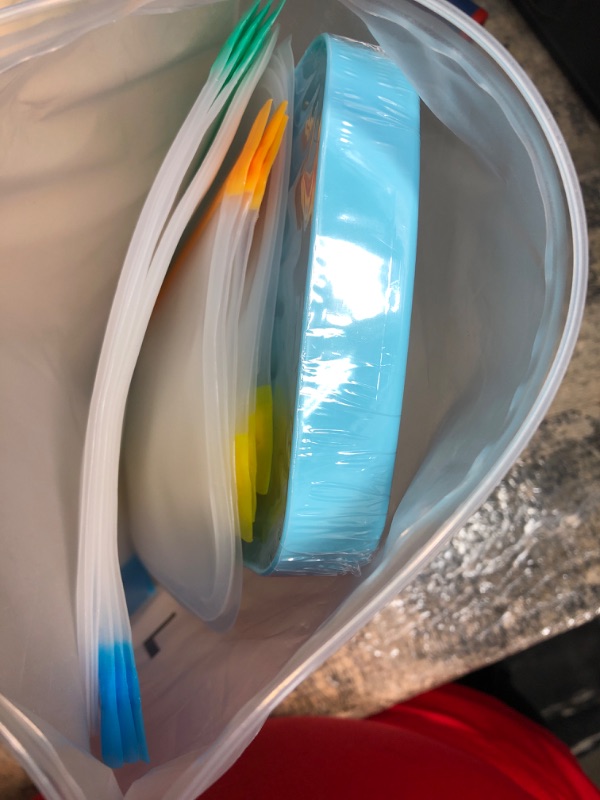 Photo 1 of Reusable Food Storage Bags, 12 BPA Free Flat Freezer Bags (6 Reusable Airtight Sandwich Bags + 6 Reusable Leak-Proof Snack Bags) Reusable Lunch Bags for Fruit Storage, vegetables, meat. Multicolor-6sandwich bags+6snack bags