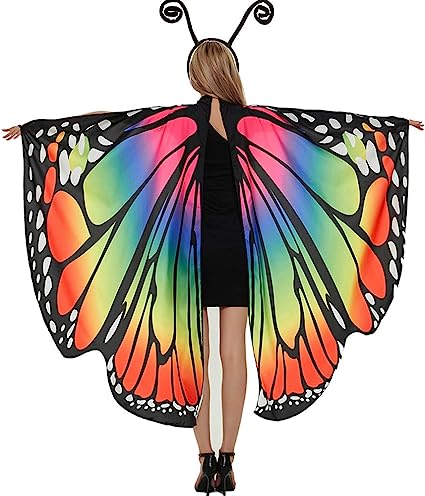 Photo 1 of Halloween Butterfly Wings Cape for Women Butterfly Halloween Costume with Antenna Headband, Butterfly Wings Costumes Shawl
