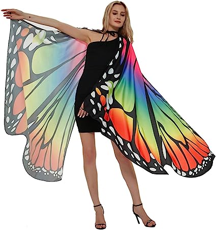 Photo 1 of Halloween Butterfly Wings Cape for Women Butterfly Halloween Costume with Antenna Headband, Butterfly Wings Costumes Shawl
