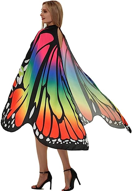 Photo 1 of Halloween Butterfly Wings Cape for Women Butterfly Halloween Costume with Antenna Headband, Butterfly Wings Costumes Shawl
