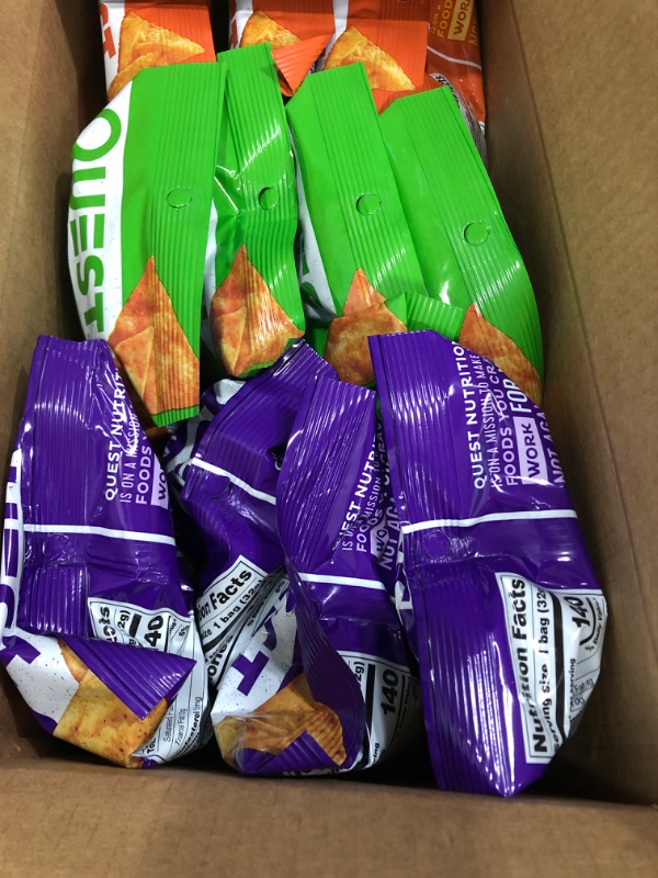 Photo 2 of **EXPIRES 01/04/2024** Quest Nutrition Tortilla Style Protein Chips Variety Pack, Chili Lime, Nacho Cheese, Loaded Taco, 1.1 Ounce (Pack of 12)
