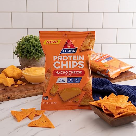 Photo 1 of **EXPIRE 04/14/2023** Atkins Protein Chips, Nacho Cheese, Keto Friendly, Baked Not Fried, 1.1 Ounce (Pack of 12)
